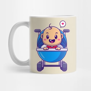 Cute Baby In Stroller Cartoon Mug